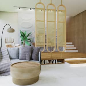 parawan dębowy z ratanem